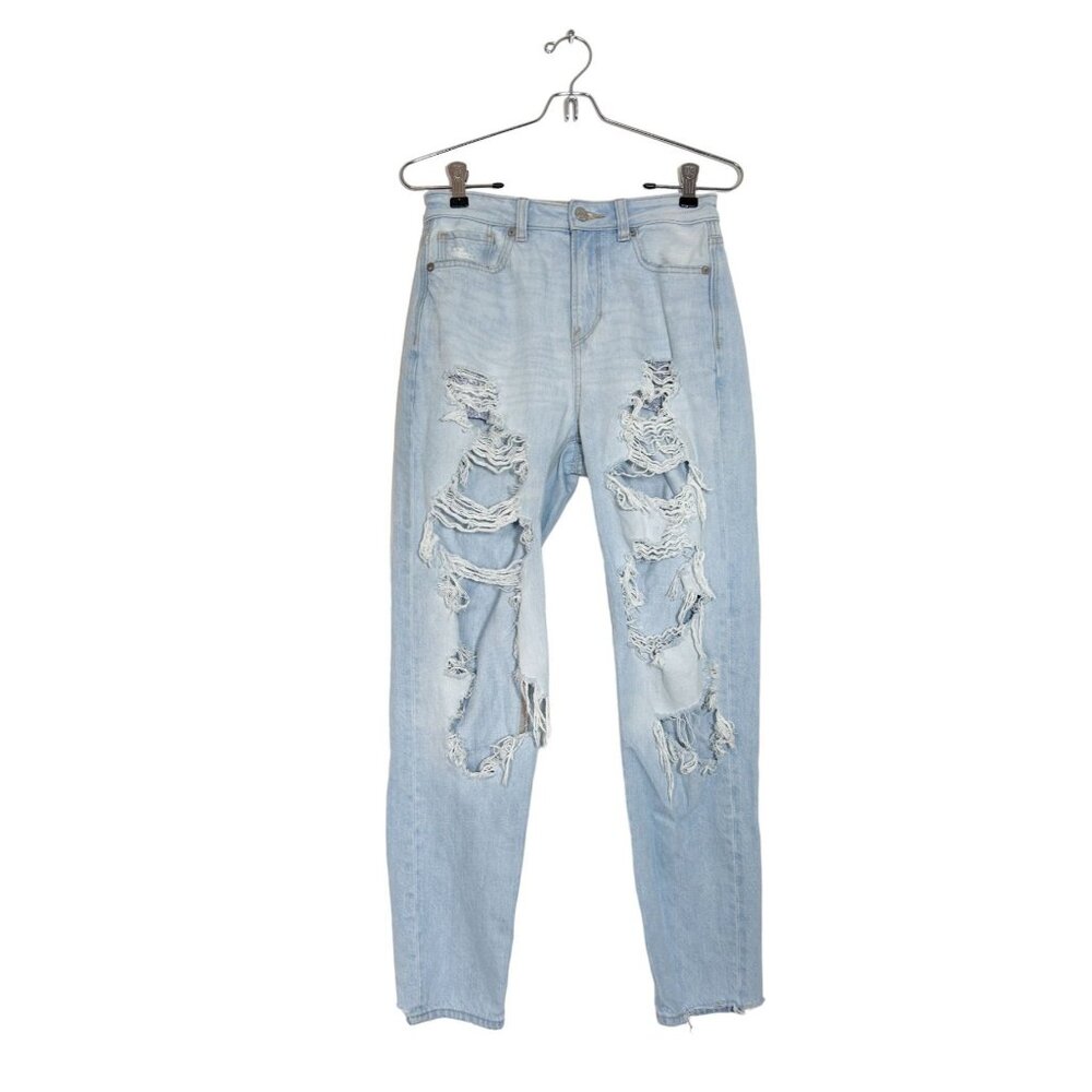 American Eagle Light Wash Distressed/Ripped Mom Jeans - Size 2